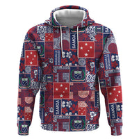 Red Samoa Manuia Le Kerisimasi Hoodie Pacific Patchwork Xmas Vibes - Polynesian Pride