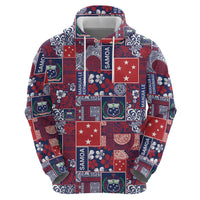 Red Samoa Manuia Le Kerisimasi Hoodie Pacific Patchwork Xmas Vibes - Polynesian Pride