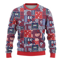 Red Samoa Manuia Le Kerisimasi Ugly Christmas Sweater Pacific Patchwork Xmas Vibes - Polynesian Pride