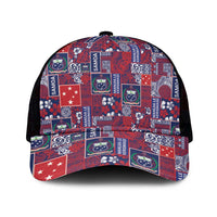 Red Samoa Manuia Le Kerisimasi Mesh Trucker Cap Pacific Patchwork Xmas Vibes - Polynesian Pride