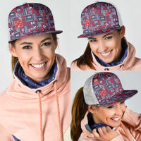 Red Samoa Manuia Le Kerisimasi Mesh Trucker Cap Pacific Patchwork Xmas Vibes - Polynesian Pride