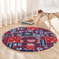 Red Samoa Manuia Le Kerisimasi Round Carpet Pacific Patchwork Xmas Vibes - Polynesian Pride