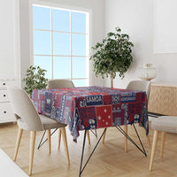 Red Samoa Manuia Le Kerisimasi Tablecloth Pacific Patchwork Xmas Vibes - Polynesian Pride