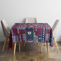 Red Samoa Manuia Le Kerisimasi Tablecloth Pacific Patchwork Xmas Vibes - Polynesian Pride