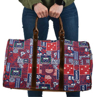 Red Samoa Manuia Le Kerisimasi Travel Bag Pacific Patchwork Xmas Vibes - Polynesian Pride