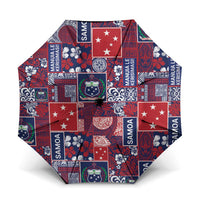 Red Samoa Manuia Le Kerisimasi Umbrella Pacific Patchwork Xmas Vibes - Polynesian Pride