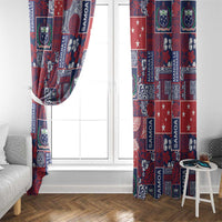 Red Samoa Manuia Le Kerisimasi Window Curtain Pacific Patchwork Xmas Vibes - Polynesian Pride