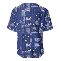 Blue Samoa Manuia Le Kerisimasi Baseball Jersey Pacific Patchwork Xmas Vibes - Polynesian Pride