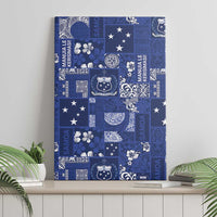 Blue Samoa Manuia Le Kerisimasi Canvas Wall Art Pacific Patchwork Xmas Vibes - Polynesian Pride