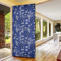 Blue Samoa Manuia Le Kerisimasi Door Cover Pacific Patchwork Xmas Vibes - Polynesian Pride