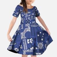 Blue Samoa Manuia Le Kerisimasi Family Matching Tank Maxi Dress and Hawaiian Shirt Pacific Patchwork Xmas Vibes - Polynesian Pride