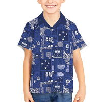 Blue Samoa Manuia Le Kerisimasi Family Matching Tank Maxi Dress and Hawaiian Shirt Pacific Patchwork Xmas Vibes - Polynesian Pride