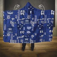Blue Samoa Manuia Le Kerisimasi Hooded Blanket Pacific Patchwork Xmas Vibes - Polynesian Pride