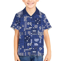 Blue Samoa Manuia Le Kerisimasi Kid Hawaiian Shirt Pacific Patchwork Xmas Vibes - Polynesian Pride