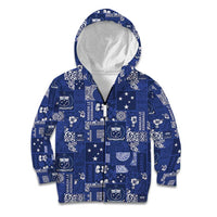 Blue Samoa Manuia Le Kerisimasi Kid Hoodie Pacific Patchwork Xmas Vibes - Polynesian Pride