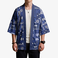 Blue Samoa Manuia Le Kerisimasi Kimono Pacific Patchwork Xmas Vibes - Polynesian Pride