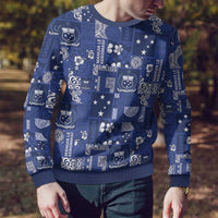 Blue Samoa Manuia Le Kerisimasi Ugly Christmas Sweater Pacific Patchwork Xmas Vibes - Polynesian Pride