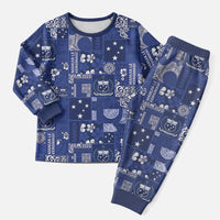 Blue Samoa Manuia Le Kerisimasi Christmas Pajama Set Pacific Patchwork Xmas Vibes - Polynesian Pride