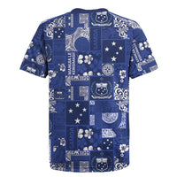 Blue Samoa Manuia Le Kerisimasi Rugby Jersey Pacific Patchwork Xmas Vibes - Polynesian Pride