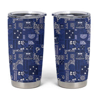 Blue Samoa Manuia Le Kerisimasi Tumbler Cup Pacific Patchwork Xmas Vibes - Polynesian Pride