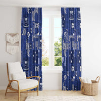 Blue Samoa Manuia Le Kerisimasi Window Curtain Pacific Patchwork Xmas Vibes - Polynesian Pride