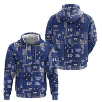 Blue Samoa Manuia Le Kerisimasi Zip Hoodie Pacific Patchwork Xmas Vibes - Polynesian Pride