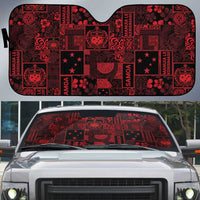 Dark Samoa Manuia Le Kerisimasi Auto Sun Shade Pacific Patchwork Xmas Vibes - Polynesian Pride