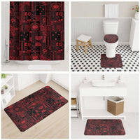 Dark Samoa Manuia Le Kerisimasi Bathroom Set Pacific Patchwork Xmas Vibes - Polynesian Pride