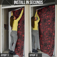 Dark Samoa Manuia Le Kerisimasi Door Cover Pacific Patchwork Xmas Vibes - Polynesian Pride