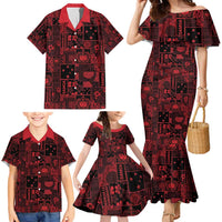 Dark Samoa Manuia Le Kerisimasi Family Matching Mermaid Dress and Hawaiian Shirt Pacific Patchwork Xmas Vibes - Polynesian Pride