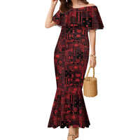 Dark Samoa Manuia Le Kerisimasi Family Matching Mermaid Dress and Hawaiian Shirt Pacific Patchwork Xmas Vibes - Polynesian Pride