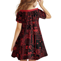 Dark Samoa Manuia Le Kerisimasi Family Matching Off The Shoulder Long Sleeve Dress and Hawaiian Shirt Pacific Patchwork Xmas Vibes LT9 - Polynesian Pride