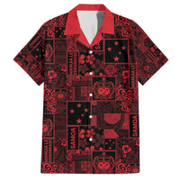 Dark Samoa Manuia Le Kerisimasi Family Matching Off The Shoulder Long Sleeve Dress and Hawaiian Shirt Pacific Patchwork Xmas Vibes LT9 Dad's Shirt - Short Sleeve Red - Polynesian Pride