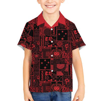 Dark Samoa Manuia Le Kerisimasi Family Matching Off Shoulder Maxi Dress and Hawaiian Shirt Pacific Patchwork Xmas Vibes - Polynesian Pride