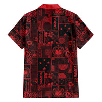 Dark Samoa Manuia Le Kerisimasi Family Matching Short Sleeve Bodycon Dress and Hawaiian Shirt Pacific Patchwork Xmas Vibes - Polynesian Pride