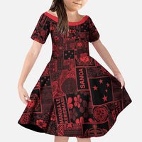 Dark Samoa Manuia Le Kerisimasi Family Matching Tank Maxi Dress and Hawaiian Shirt Pacific Patchwork Xmas Vibes - Polynesian Pride