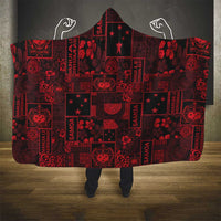 Dark Samoa Manuia Le Kerisimasi Hooded Blanket Pacific Patchwork Xmas Vibes - Polynesian Pride