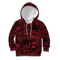 Dark Samoa Manuia Le Kerisimasi Kid Hoodie Pacific Patchwork Xmas Vibes - Polynesian Pride
