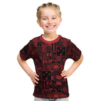 Dark Samoa Manuia Le Kerisimasi Kid T Shirt Pacific Patchwork Xmas Vibes - Polynesian Pride