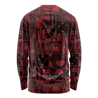 Dark Samoa Manuia Le Kerisimasi Long Sleeve Shirt Pacific Patchwork Xmas Vibes - Polynesian Pride