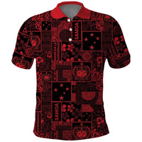 Dark Samoa Manuia Le Kerisimasi Polo Shirt Pacific Patchwork Xmas Vibes - Polynesian Pride