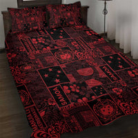 Dark Samoa Manuia Le Kerisimasi Quilt Bed Set Pacific Patchwork Xmas Vibes - Polynesian Pride