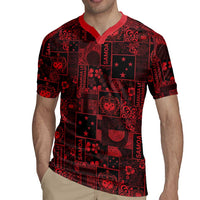 Dark Samoa Manuia Le Kerisimasi Rugby Jersey Pacific Patchwork Xmas Vibes - Polynesian Pride
