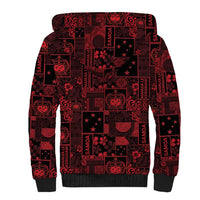 Dark Samoa Manuia Le Kerisimasi Sherpa Hoodie Pacific Patchwork Xmas Vibes - Polynesian Pride