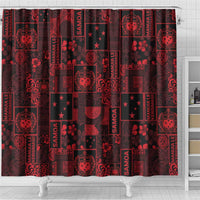 Dark Samoa Manuia Le Kerisimasi Shower Curtain Pacific Patchwork Xmas Vibes - Polynesian Pride