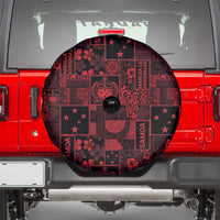 Dark Samoa Manuia Le Kerisimasi Spare Tire Cover Pacific Patchwork Xmas Vibes - Polynesian Pride