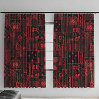 Dark Samoa Manuia Le Kerisimasi Window Curtain Pacific Patchwork Xmas Vibes - Polynesian Pride
