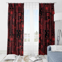 Dark Samoa Manuia Le Kerisimasi Window Curtain Pacific Patchwork Xmas Vibes - Polynesian Pride