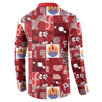 Tahiti Oaoa I Teie Noera Button Sweatshirt Pacific Patchwork Xmas Vibes - Polynesian Pride