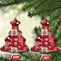 Tahiti Oaoa I Teie Noera Ceramic Ornament Pacific Patchwork Xmas Vibes - Polynesian Pride